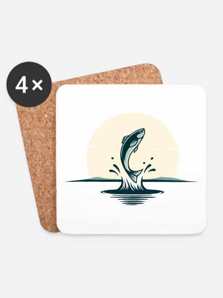 Jumping fish - Coasters (set of 4) - white