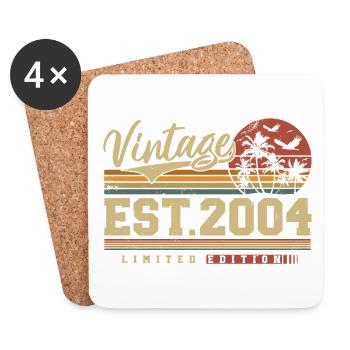 Vintage 2004 Vintage Retro Birthday - Coasters (set of 4) - white - Front