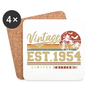 Vintage 1954 Vintage Retro Birthday - Coasters (set of 4) - white - Front