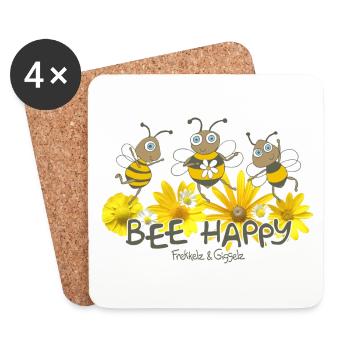 Bee Happy - Untersetzer (4er-Set) - Weiß - Vorne