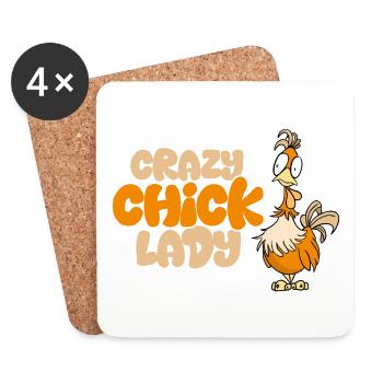 Crazy Chick Lady - Dessous de verre (lot de 4) - blanc - Devant