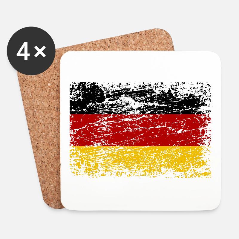 Deutsche Flagge im Vintage-Stil - Untersetzer (4er-Set) - Weiß