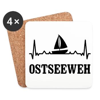 Norden Ostseeweh Herzschlag Meer Urlaub Küste Sege - Untersetzer (4er-Set) - Weiß - Vorne
