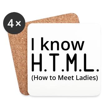 I Know HTML How To Meet Ladies Programmer Computer - Untersetzer (4er-Set) - Weiß - Vorne