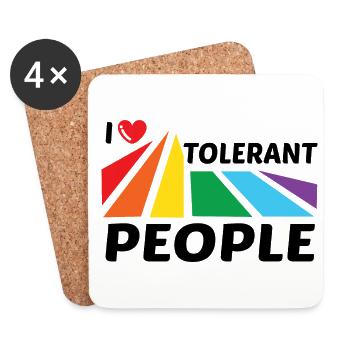 I Love Tolerant People Bisexual Gay Pansexual Rain - Untersetzer (4er-Set) - Weiß - Vorne
