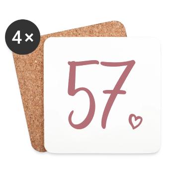 Süße Nummer 57, 57 Jahre alt, Geschenk zum 57. Geburtstag - Untersetzer (4er-Set) - Weiß - Vorne