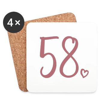 Cute Number 58, 58 Years Old, 58th Birthday Gift - Coasters (set of 4) - white - Front