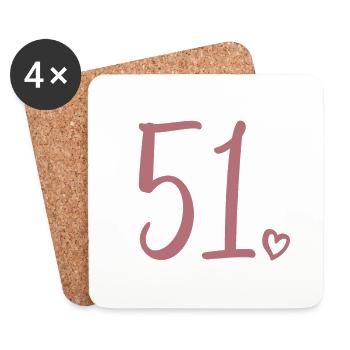 Cute Number 51, 51 Years Old, 51st Birthday Gift - Coasters (set of 4) - white - Front