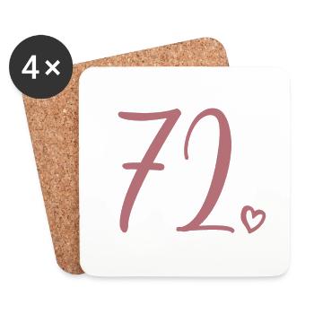 Cute Number 72, 72 Years Old, 72nd Birthday Gift - Coasters (set of 4) - white - Front
