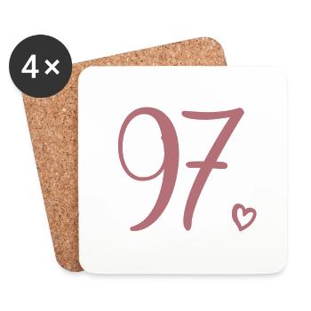 Cute Number 97, 97 Years Old, 97th Birthday Gift - Coasters (set of 4) - white - Front