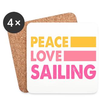 Peace Love Sailing Sailboat Sailor Captain Skipper - Untersetzer (4er-Set) - Weiß - Vorne