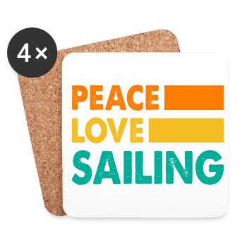 Peace Love Sailing Sailboat Sailor Captain Skipper - Untersetzer (4er-Set) - Weiß - Vorne