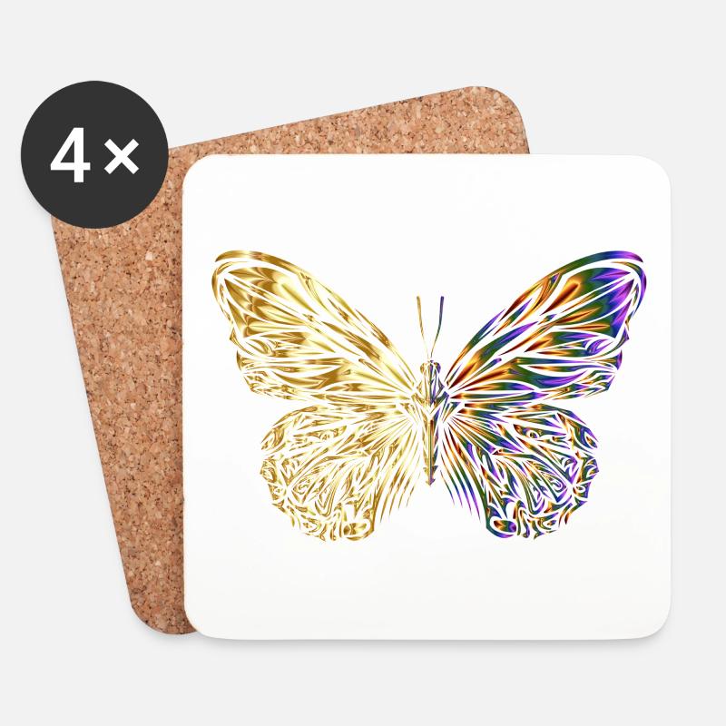 Schmetterling - Untersetzer (4er-Set) - Weiß