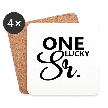 One Lucky Sr. Wedding Party Husband To Be Groom - Coasters (set of 4) - white - Front