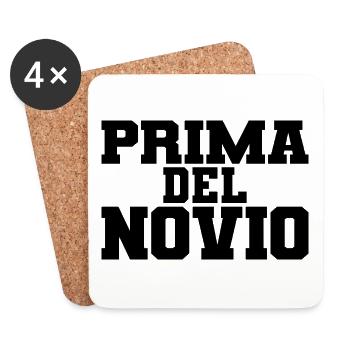 Prima del Novio Groom's Cousin Women Wedding Gift - Coasters (set of 4) - white - Front