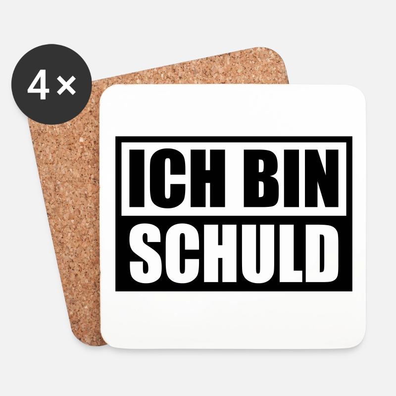 Ich bin Schuld | Farbe änderbar - Untersetzer (4er-Set) - Weiß