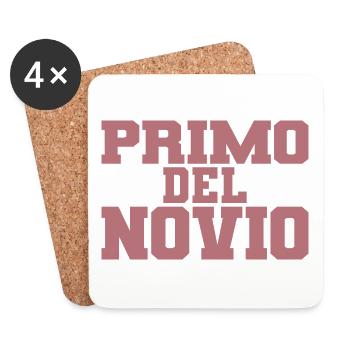 Primo del Novio Bräutigams Cousin Männer Hochzeitsgeschenk - Untersetzer (4er-Set) - Weiß - Vorne