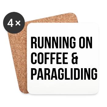 Running On Coffee And Paragliding Paraglider Skydi - Untersetzer (4er-Set) - Weiß - Vorne