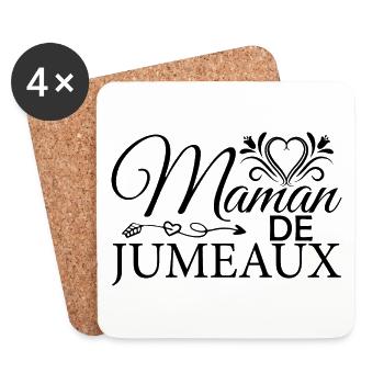 Maman de jumeaux la meilleure Maman fête des mères - Dessous de verre (lot de 4) - blanc - Devant
