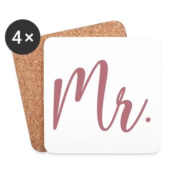 M. Matching Couple Fiançailles Mariage Lune de miel - Dessous de verre (lot de 4) - blanc - Devant
