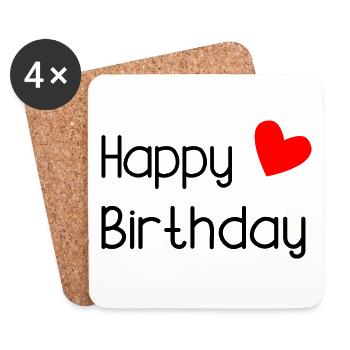 HAPPY BIRTHDAY - Dessous de verre (lot de 4) - blanc - Devant