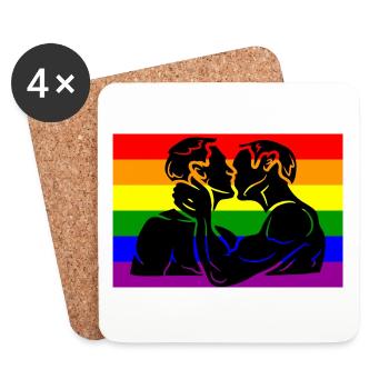 LGBT Rainbow Flag LGBTQ Gay Pride T-Shirt - Dessous de verre (lot de 4) - blanc - Devant