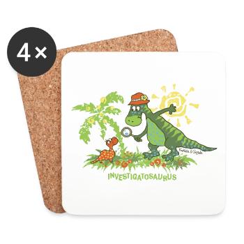 Investigatosaurus - Untersetzer (4er-Set) - Weiß - Vorne