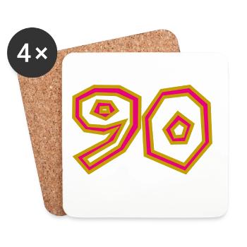 90. 90 ANS. 90e ANNIVERSAIRE. ANNIVERSAIRE 90 ANS. - Dessous de verre (lot de 4) - blanc - Devant