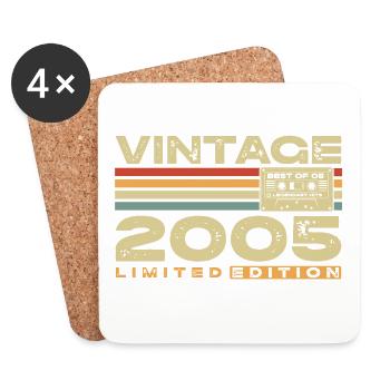 Vintage 2005 Retro Jahrgang Geburtstag Geschenk - Untersetzer (4er-Set) - Weiß - Vorne