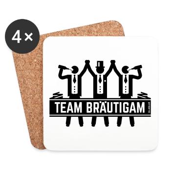 Team Bräutigam (JGA / Junggesellenabschied) - Untersetzer (4er-Set) - Weiß - Vorne