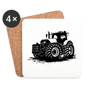 Traktor - Trecker - Schlepper - Landwirt - Untersetzer (4er-Set) - Weiß - Vorne