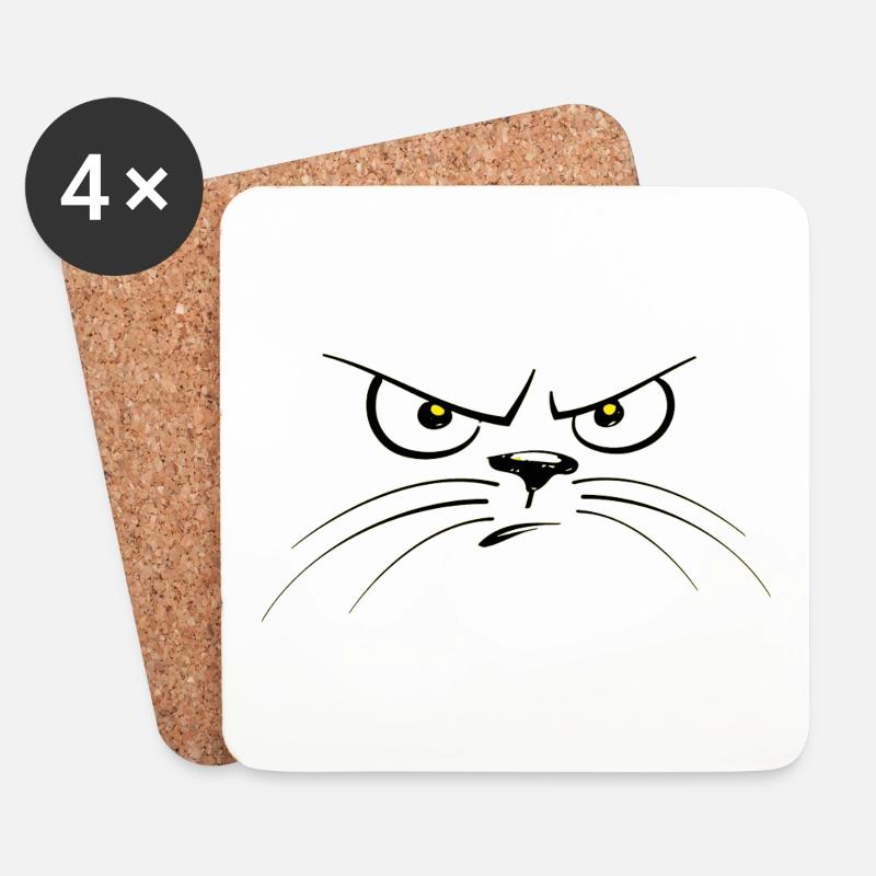wütende Katze - Untersetzer (4er-Set) - Weiß