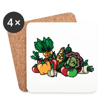Gemüse Gemüsekorb Vegetables Vegan Plant-based - Untersetzer (4er-Set) - Weiß - Vorne