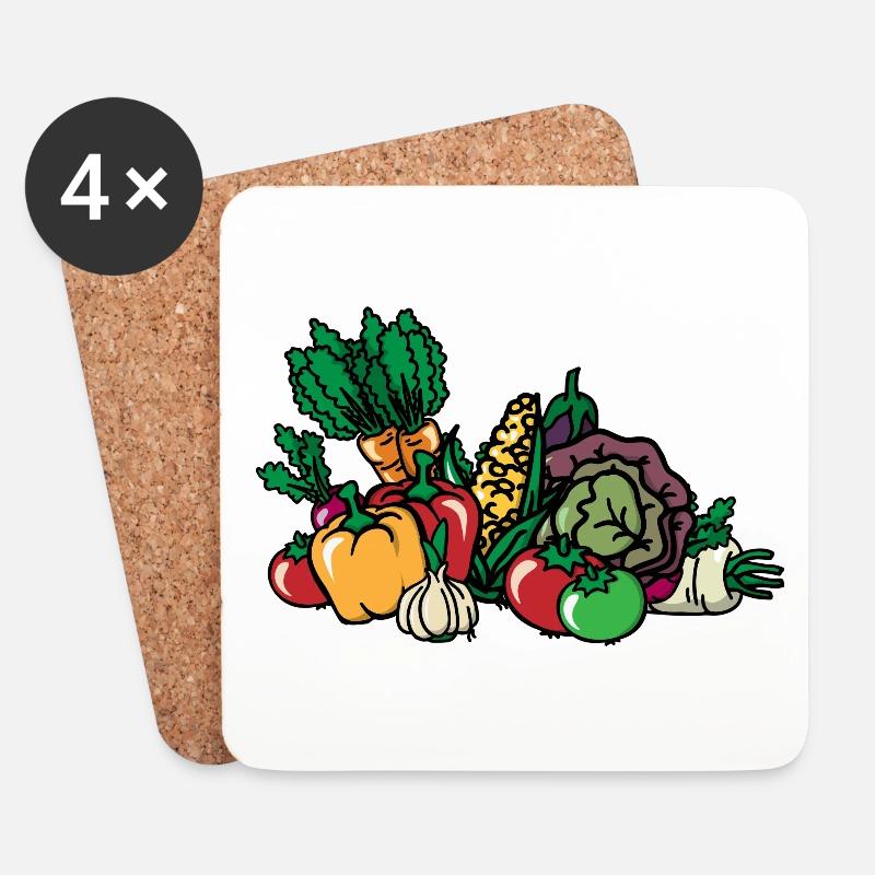 Gemüse Gemüsekorb Vegetables Vegan Plant-based - Untersetzer (4er-Set) - Weiß
