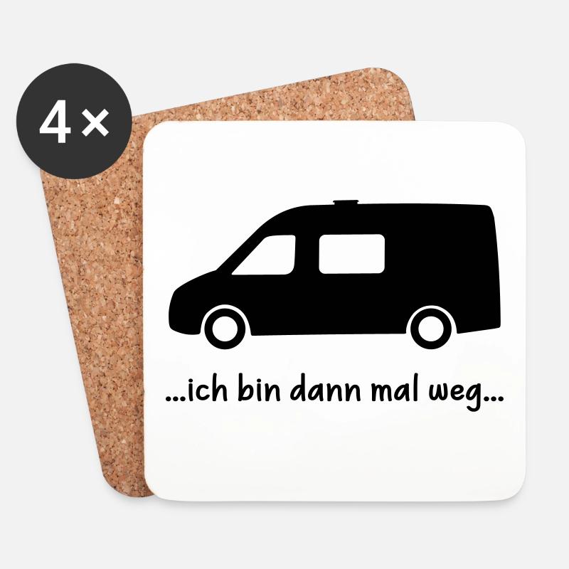 Sprinter Van Life Bus schwarzer Schriftzug - Untersetzer (4er-Set) - Weiß