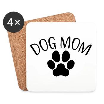 Dog Mom - Cute Dog Paw Funny Dog Lover Mom Gift - Coasters (set of 4) - white - Front