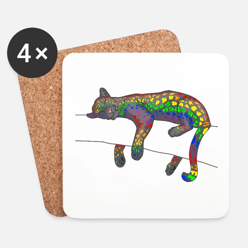 Regenbogen Leopard - Untersetzer (4er-Set) - Weiß