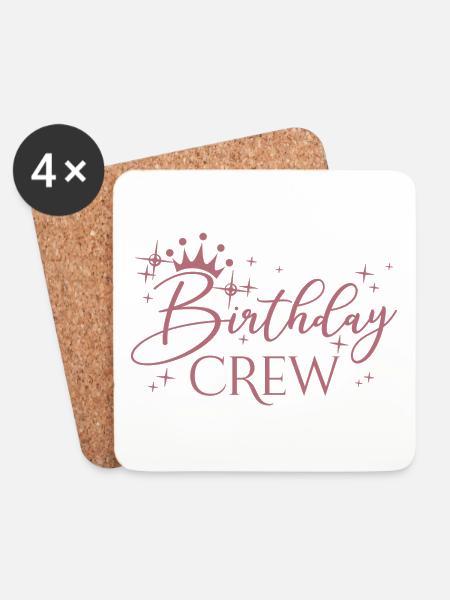 Birthday Crew Matching Gruppe Geburtstagsfeier Outfit - Untersetzer (4er-Set) - Weiß