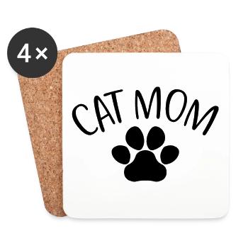 Cat Mom - Mignon Paw Cat Lover Maman Propriétaire de chat - Dessous de verre (lot de 4) - blanc - Devant
