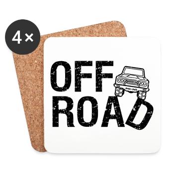 Offroad T-shirt 4x4 - Dark & Dirty - Coasters (set of 4) - white - Front