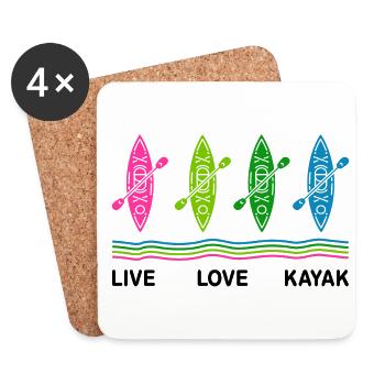 Live Love Kayak Kayaking Rowing Rower Canoe Rower - Untersetzer (4er-Set) - Weiß - Vorne