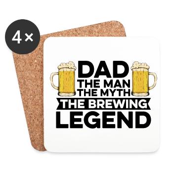 Dad The Man The Myth The Brewing Legend Malt Hop B - Untersetzer (4er-Set) - Weiß - Vorne