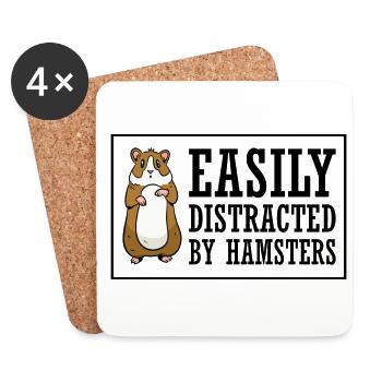 Easily Distracted By Hamsters Animal Lover Hamster - Untersetzer (4er-Set) - Weiß - Vorne
