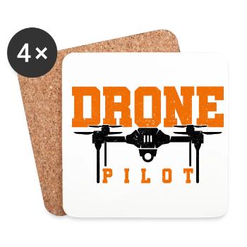 Pilot Graphic Drone Flying Quadcopter Pilot RC Dro - Coasters (set of 4) - white - Front