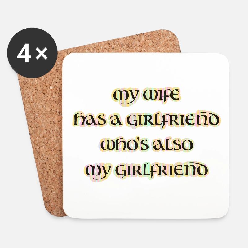 My wife has a girlfriend, throuple, polyamorie - Untersetzer (4er-Set) - Weiß
