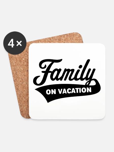 Family On Vacation (Familienurlaub / Black) - Untersetzer (4er-Set) - Weiß