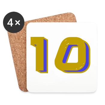 10. 10 ANS. 10e ANNIVERSAIRE. ANNIVERSAIRE 10 ANS. - Dessous de verre (lot de 4) - blanc - Devant