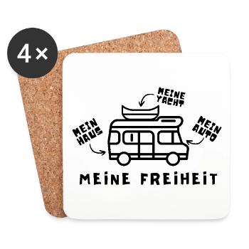 Lustiges Camper Wohnmobil Vanlife Shirt - Untersetzer (4er-Set) - Weiß - Vorne