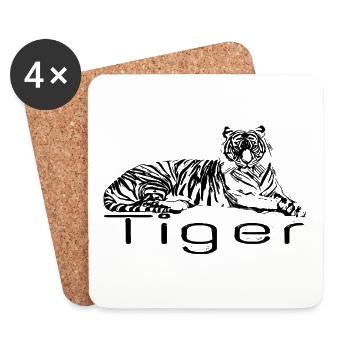 tiger - Coasters (set of 4) - white - Front