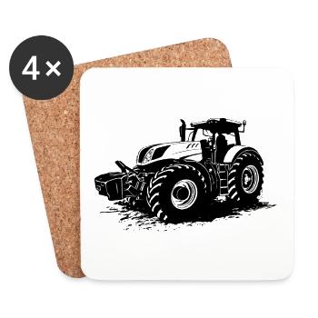 Traktor - Schlepper - Landwirt - Bauer - Untersetzer (4er-Set) - Weiß - Vorne